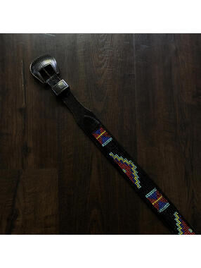 VTG 90s Western Beaded Belt Native American Style Silver Creek Cowgirl Rodeo